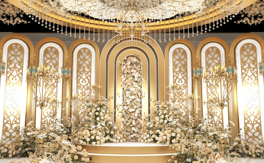 独山子香槟色调婚礼堂效果展示